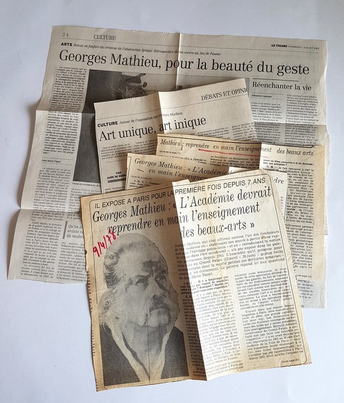 Georges Mathieu — Peinture originale double page avec dédicace autographe · Édition originale · Hachette-Fabbri, 1969