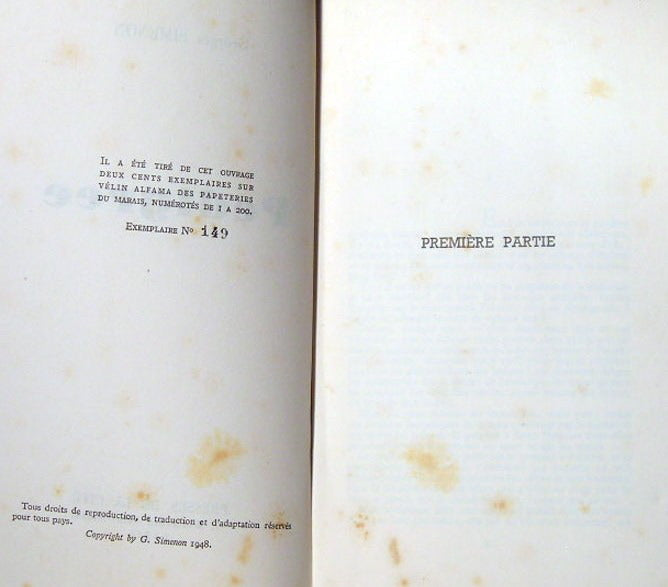 Pedigree — Georges Simenon · Édition originale non expurgée · N° 149/200 sur Vélin Alfama · Complet de la jaquette · Presses de la Cité, 1948
