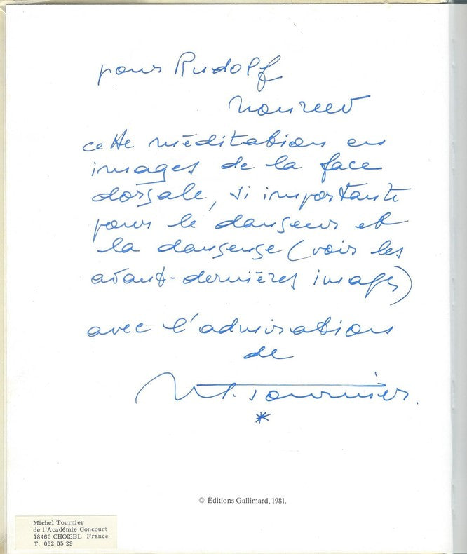 Vues de dos — Michel Tournier · Photographies d'Édouard Boubat · Dédicace pleine page à Rudolf Noureev · Édition originale · Gallimard, 1981