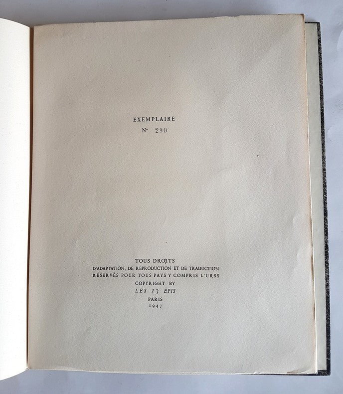 Les Trois Solitaires — Robert Desnos · 5 lithographies d'Yvette Alde · N° 290/300 sur Lafuma · Œuvres posthumes inédites · Les 13 Épis, 1947