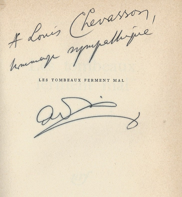 Les Tombeaux Ferment Mal — Jacques Audiberti · Dédicace autographe à Louis Chevasson · Édition originale · Gallimard, 1963
