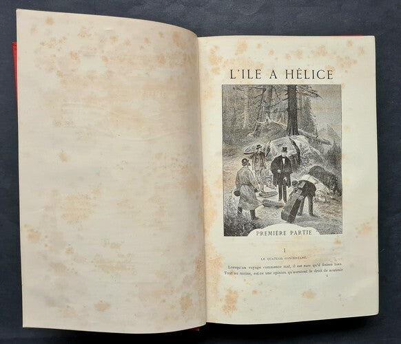 L'Île à Hélice — Édition originale · Collection Hetzel · Cartonnage polychrome au portrait collé · Jules Verne · Léon Benett · 1895