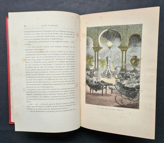 L'Île à Hélice — Édition originale · Collection Hetzel · Cartonnage polychrome au portrait collé · Jules Verne · Léon Benett · 1895