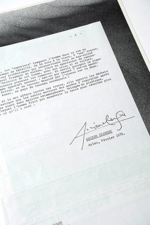 Le Langage des Sables — Lucien Clergue · Dépliant presse original · Centre Pompidou · Complet du prière d'insérer · 1975