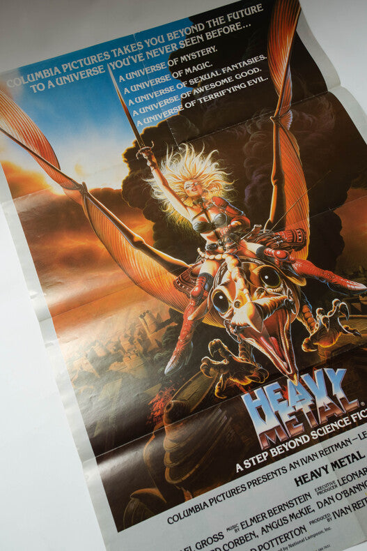 Heavy Metal - Official Poster Magazine — Dossier de presse original · Affiche dépliante Chris Achilleos · Corben, Wrightson, O'Bannon & al. · Phoenix Publications, 1981
