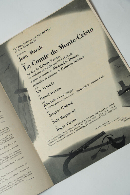 Le Comte de Monte-Cristo — Dossier de presse original · Robert Vernay · Jean Marais · Couverture Guy-Gérard Noël · Les Films Sirius, 1954