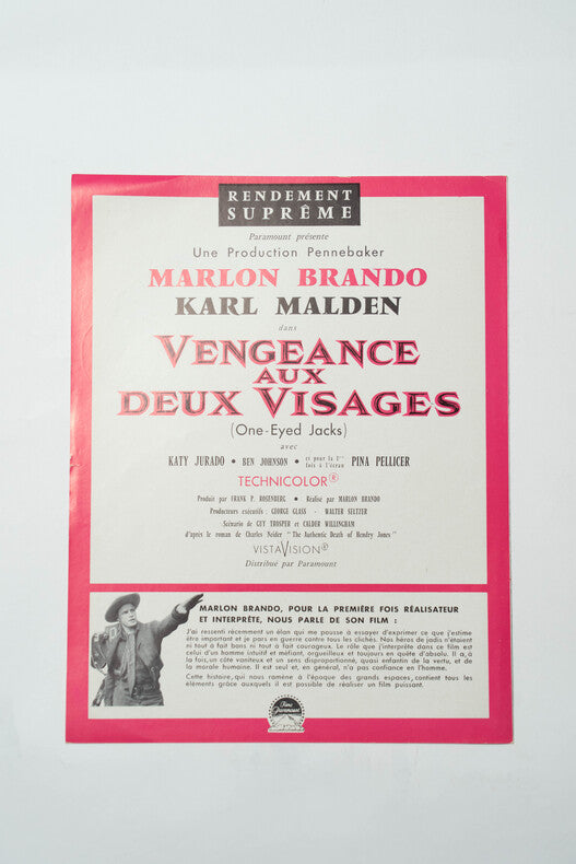 La Vengeance aux Deux Visages — Dossier de presse original · Marlon Brando · Seul film en tant que réalisateur · 1961