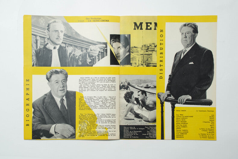 Mémoires d'un Flic — Dossier de presse original · Pierre Foucaud · Michel Simon · Fernand Sardou · 1956