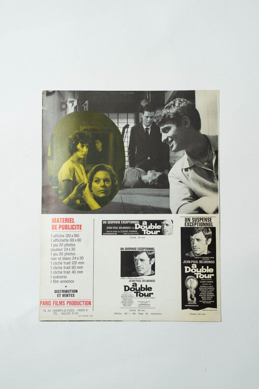 À Double Tour — Dossier de presse original · Claude Chabrol · Jean-Paul Belmondo · Bernadette Lafont · Robert Hakim, 1959