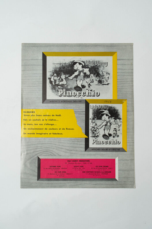 Pinocchio — Dossier de presse original · Hamilton Luske · Ben Sharpsteen · Walt Disney · Ressortie Noël 1963
