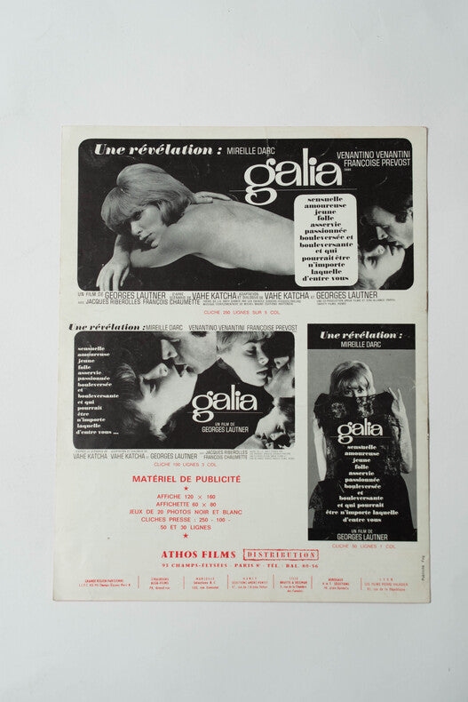 Galia — Dossier de presse original · Georges Lautner · Mireille Darc · 1966