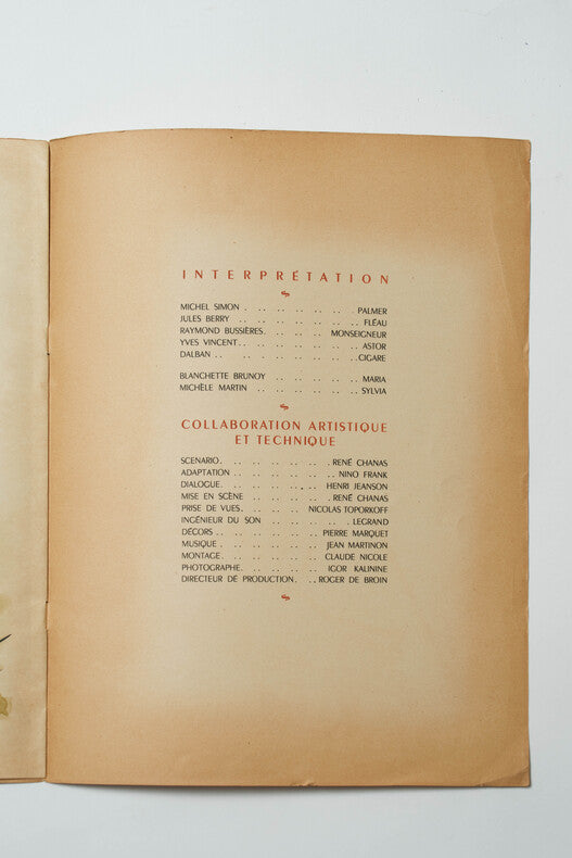 La Taverne du Poisson Couronné — Dossier de presse original · René Chanas · Michel Simon · Jules Berry · 1947
