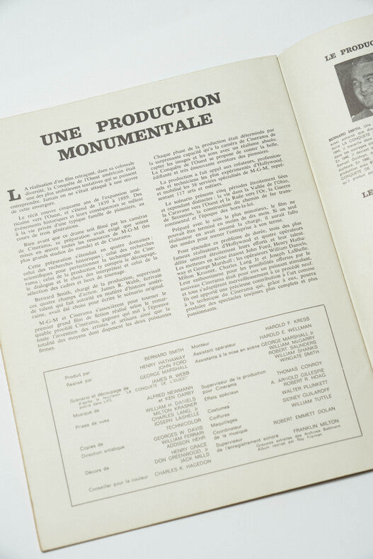 La Conquête de l'Ouest — Dossier de presse original · Hathaway, Ford & Marshall · John Wayne · James Stewart · Gregory Peck & al. · MGM, 1962