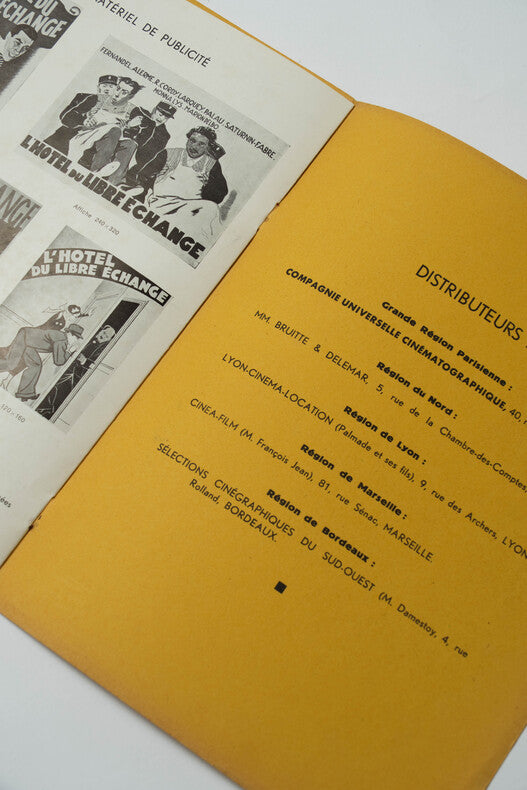 L'Hôtel du Libre Échange — Dossier de presse original · Marc Allégret · Jacques Prévert · Fernandel · Ginette Leclerc · 1934