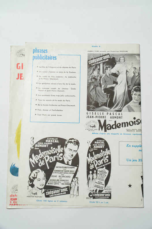 Mademoiselle de Paris — Dossier de presse original dédicacé · Walter Kapps · Jacqueline François · Jean-Pierre Aumont · Capucine · 1955