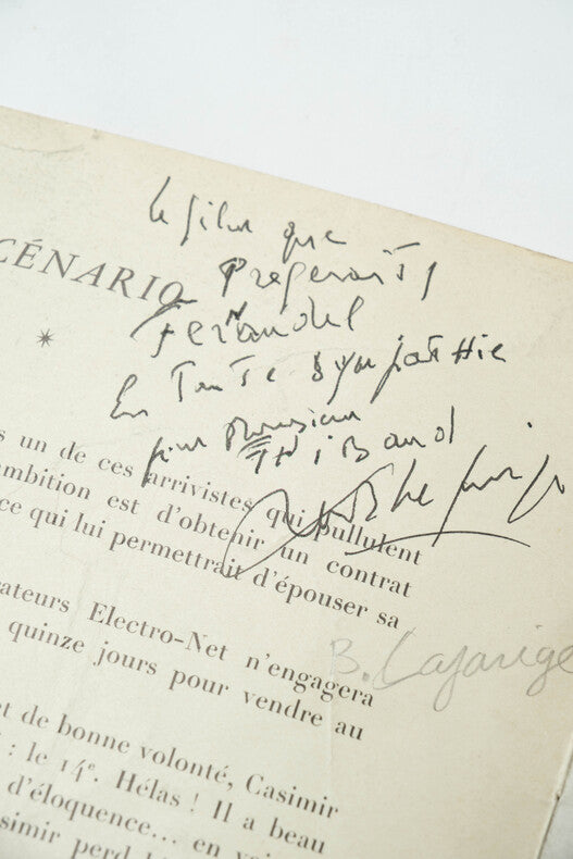 Casimir — Dossier de presse original dédicacé · Richard Pottier · Fernandel · Germaine Montero · Bernard Lajarrige · 1950
