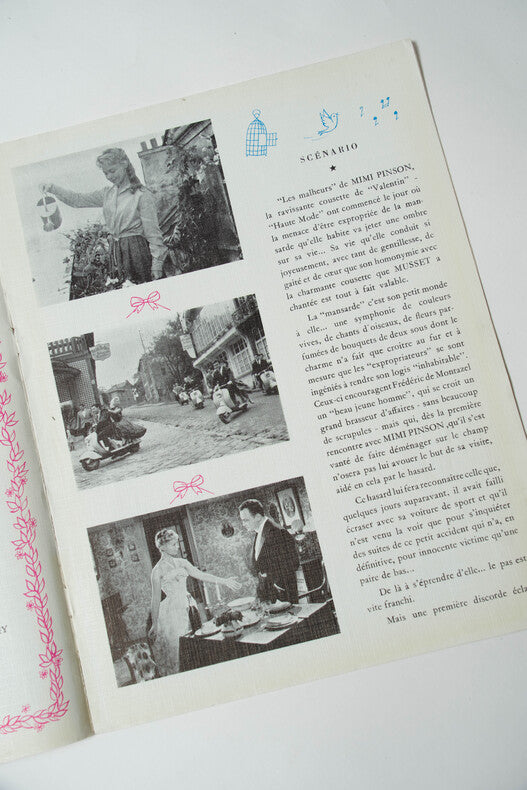 Mimi Pinson — Dossier de presse original · Robert Darène · Couverture Raymond Peynet · Dédicace du réalisateur · Films Fernand Rivers, 1957