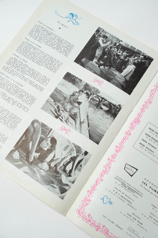 Mimi Pinson — Dossier de presse original · Robert Darène · Couverture Raymond Peynet · Dédicace du réalisateur · Films Fernand Rivers, 1957
