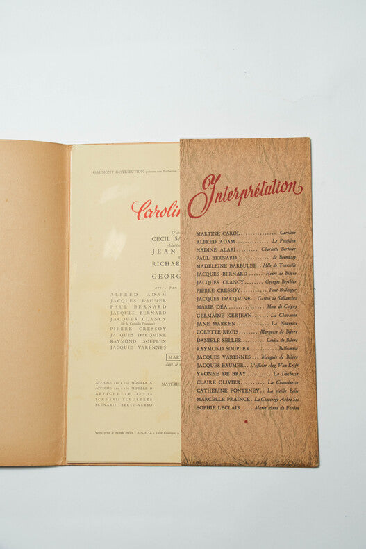 Caroline Chérie — Dossier de presse original · Richard Pottier · Martine Carol · Illustrations Guy-Gérard Noël · Scénario Anouilh & Audiard · Films Cinéphic-Gaumont, 1951