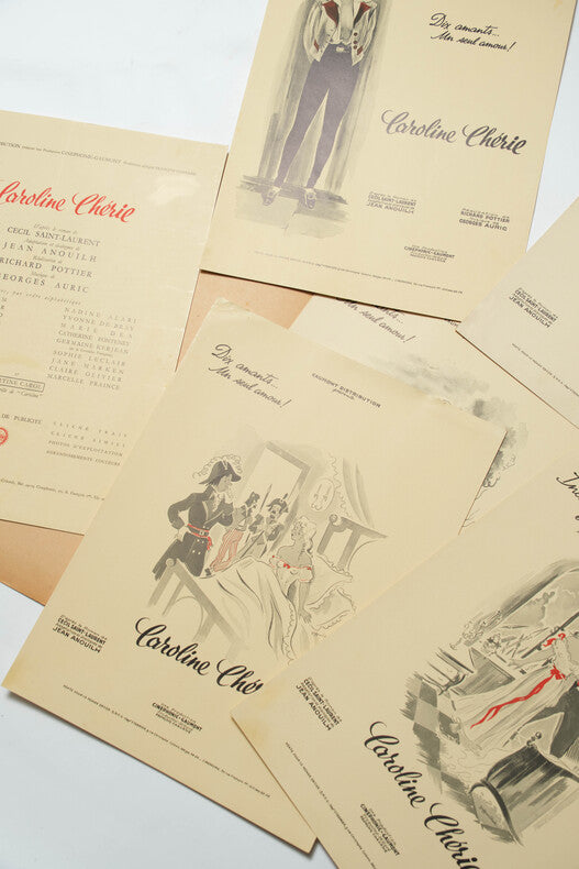 Caroline Chérie — Dossier de presse original · Richard Pottier · Martine Carol · Illustrations Guy-Gérard Noël · Scénario Anouilh & Audiard · Films Cinéphic-Gaumont, 1951