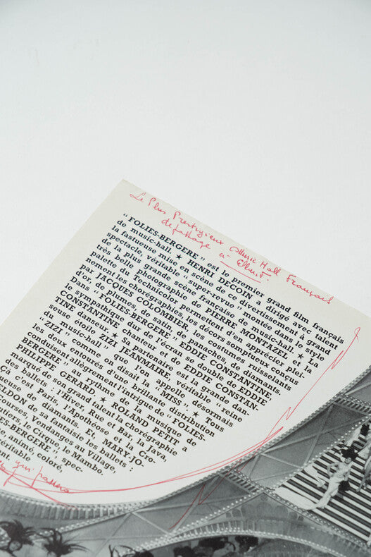 Folies-Bergère — Dossier de presse original complet du synopsis dépliant · Henri Decoin · Eddie Constantine · Zizi Jeanmaire · Films Sirius, 1957