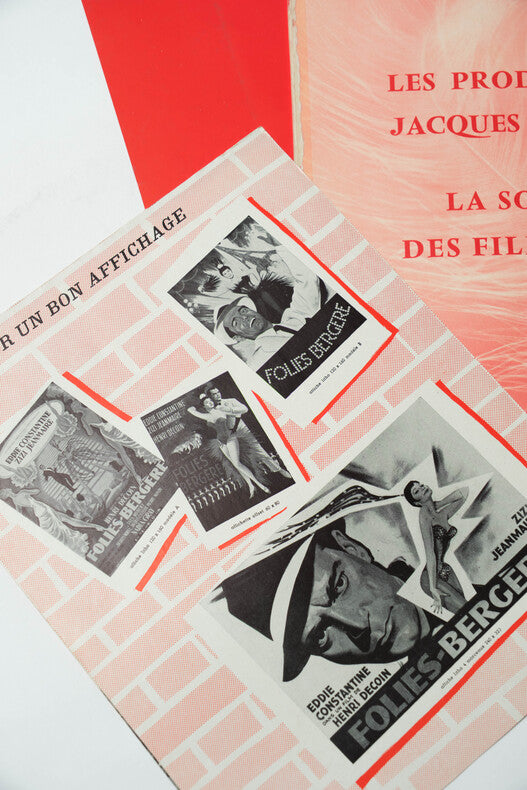 Folies-Bergère — Dossier de presse original complet du synopsis dépliant · Henri Decoin · Eddie Constantine · Zizi Jeanmaire · Films Sirius, 1957
