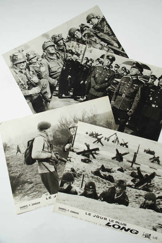 Le Jour le Plus Long — Lot de 5 photographies d'exploitation originales · John Wayne · Robert Mitchum · Bourvil · Jean-Louis Barrault · Curd Jürgens · Twentieth Century Fox, 1962