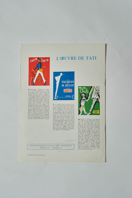 PlayTime — Dossier de presse original · Jacques Tati · Dessins de Cabu · Dargaud, 1967