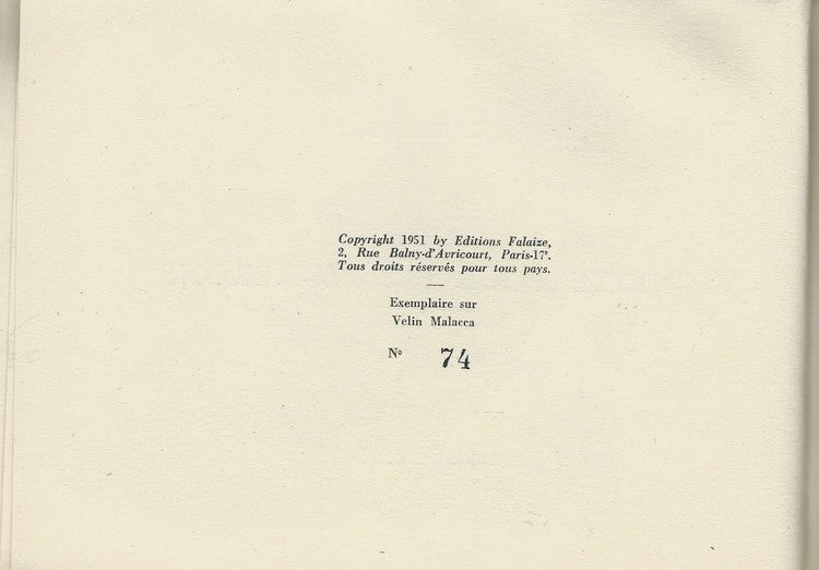 Vignette pour les Vignerons — Jacques Prévert · Illustrations de Françoise Gilot · N° 74/250 sur Vélin Malacca · Édition originale · Falaize, 1951