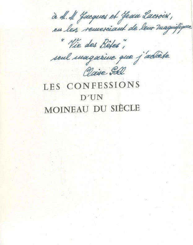 Les Confessions d'un Moineau du Siècle — Claire Goll · Couverture Chagall · Illustrations Chagall, Masson, Delaunay, Villon & al. · Dédicace aux frères Lacroix · Émile-Paul, 1963