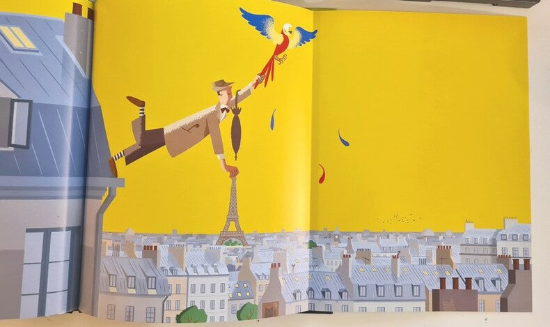 Le Jacquot de Monsieur Hulot — David Merveille · Dessin original pleine page signé · D'après Jacques Tati · Éditions du Rouergue, 2006