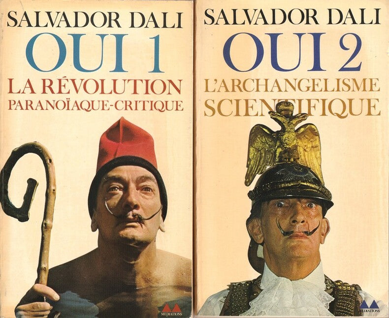 OUI 1 & OUI 2 — Salvador Dali · Édition établie par Robert Descharnes · Exemplaires de service de presse · Complet des 2 tomes · Gonthier/Denoël, 1979