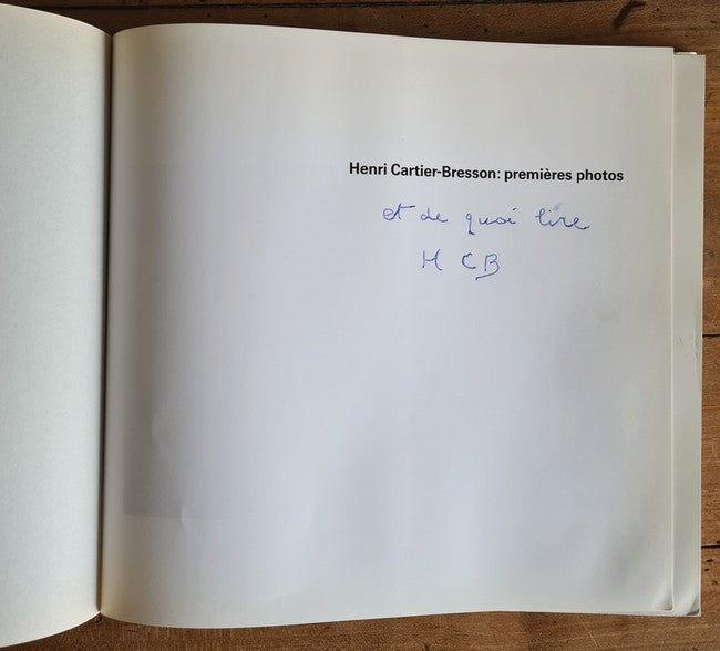 Henri Cartier-Bresson — Premières Photos · Dédicace signée des initiales · Édition originale · Arthaud, 1991