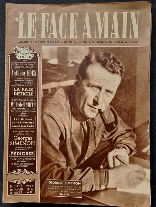 Pedigree — Georges Simenon · Publication en pré-originale · 32 numéros de l'hebdomadaire belge "Le Face à Main" · 1946-1947 · De toute rareté