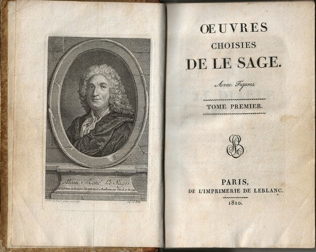 Œuvres Choisies de Le Sage — Le Diable Boiteux · Frontispice et 4 planches gravées · Reliure demi-veau · Imprimerie Leblanc, Paris, 1810