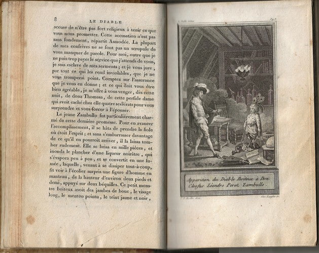 Œuvres Choisies de Le Sage — Le Diable Boiteux · Frontispice et 4 planches gravées · Reliure demi-veau · Imprimerie Leblanc, Paris, 1810