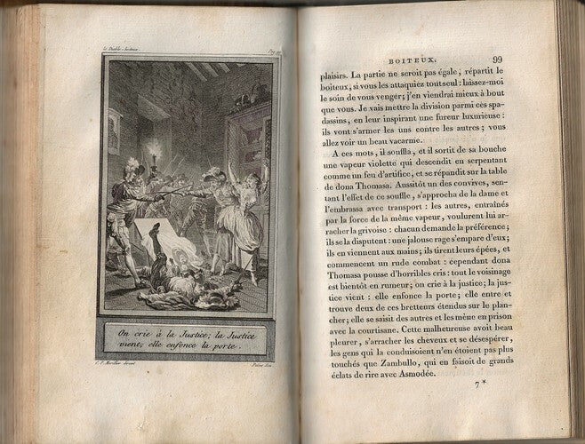 Œuvres Choisies de Le Sage — Le Diable Boiteux · Frontispice et 4 planches gravées · Reliure demi-veau · Imprimerie Leblanc, Paris, 1810