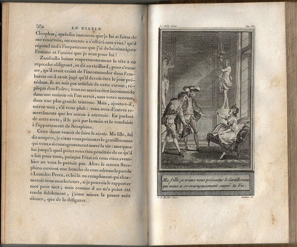 Œuvres Choisies de Le Sage — Le Diable Boiteux · Frontispice et 4 planches gravées · Reliure demi-veau · Imprimerie Leblanc, Paris, 1810