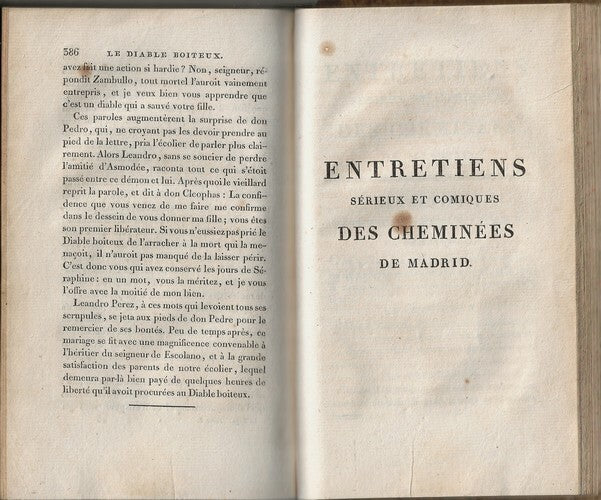 Œuvres Choisies de Le Sage — Le Diable Boiteux · Frontispice et 4 planches gravées · Reliure demi-veau · Imprimerie Leblanc, Paris, 1810