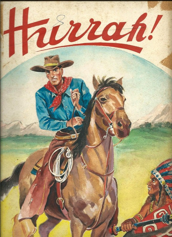 Dessin Original de Couverture pour "Hurrah !" — Willy & Yves Groux · Gouache et aquarelle · Éditions Mondiales (Del Duca), années 50