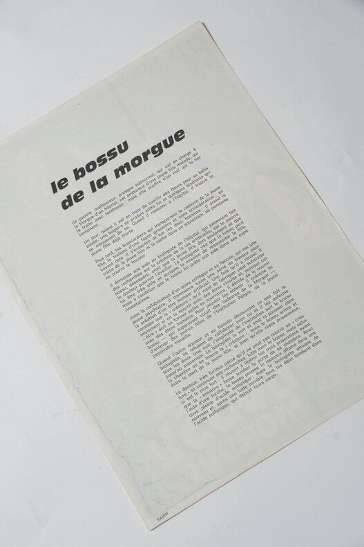 Le Bossu de la Morgue — Affichette originale d'exploitation · Javier Aguirre · Paul Naschy · Illustration Constantin Belinsky · Janus-Eva Films, 1973