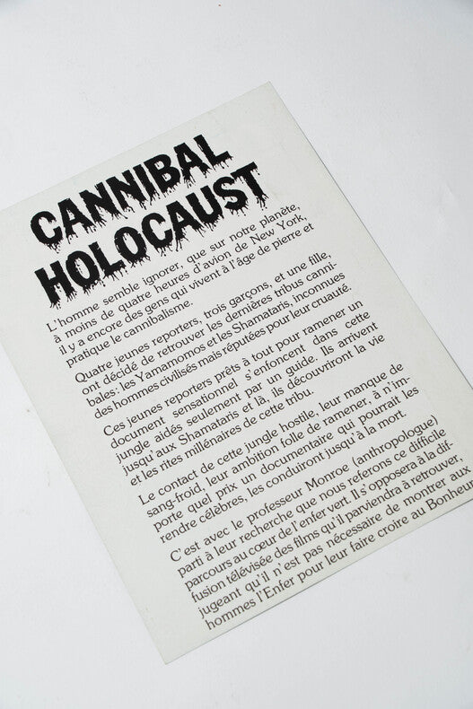 Cannibal Holocaust — Affichette originale d'exploitation · Ruggero Deodato · Eurogroup Film / Femina Distribution, 1980