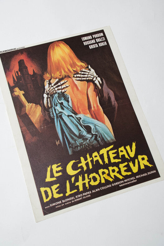 Le Château de l'Horreur — Affichette originale d'exploitation · Robert Oliver · Illustration Aller · Telemondial, 1974