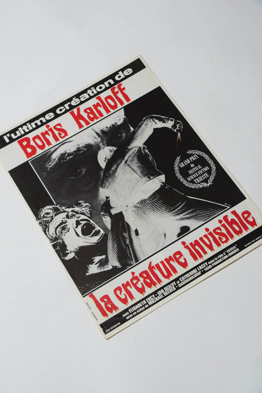La Créature Invisible — Affichette originale d'exploitation · Michael Reeves · Boris Karloff · Grand Prix Trieste · Étoile Distribution, 1967