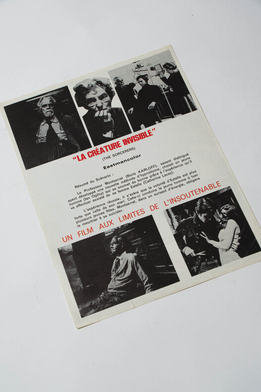 La Créature Invisible — Affichette originale d'exploitation · Michael Reeves · Boris Karloff · Grand Prix Trieste · Étoile Distribution, 1967