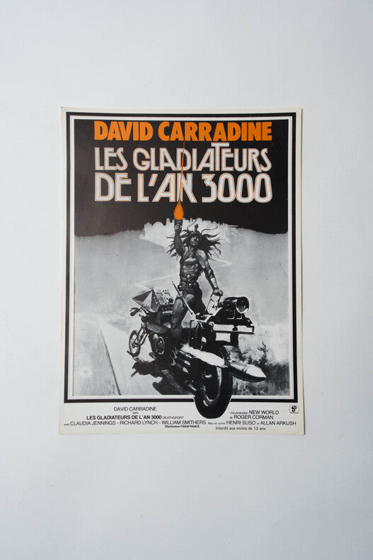 Les Gladiateurs de l'An 3000 — Affichette originale d'exploitation · Arkush & Suso · David Carradine · Parafrance, 1978