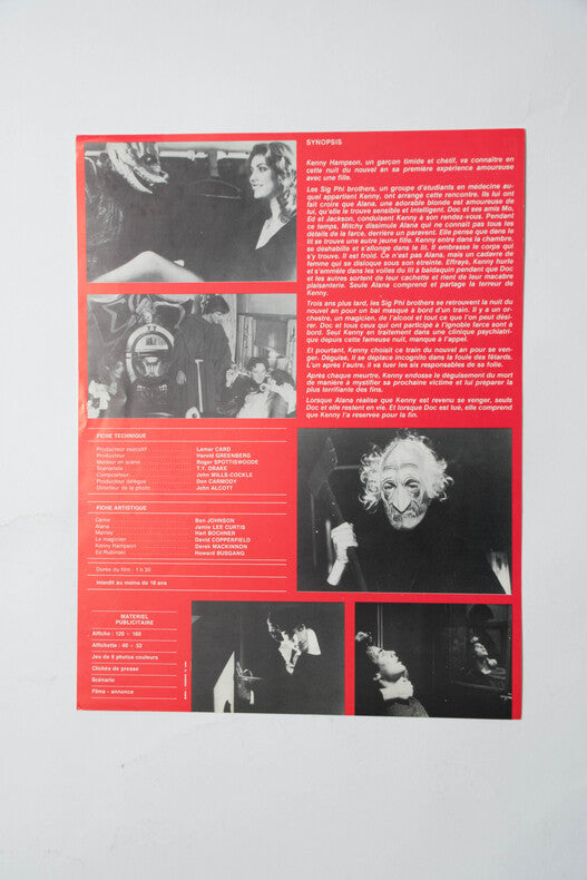 Le Monstre du Train — Affichette originale d'exploitation · Roger Spottiswoode · Jamie Lee Curtis · Les Artistes Associés, 1980