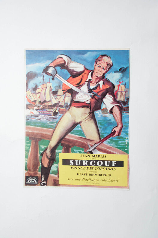 Surcouf, Prince des Corsaires — Affichette originale d'un film jamais réalisé · Illustration Gilbert Allard · Hervé Bromberger · Jean Marais · Lux Productions