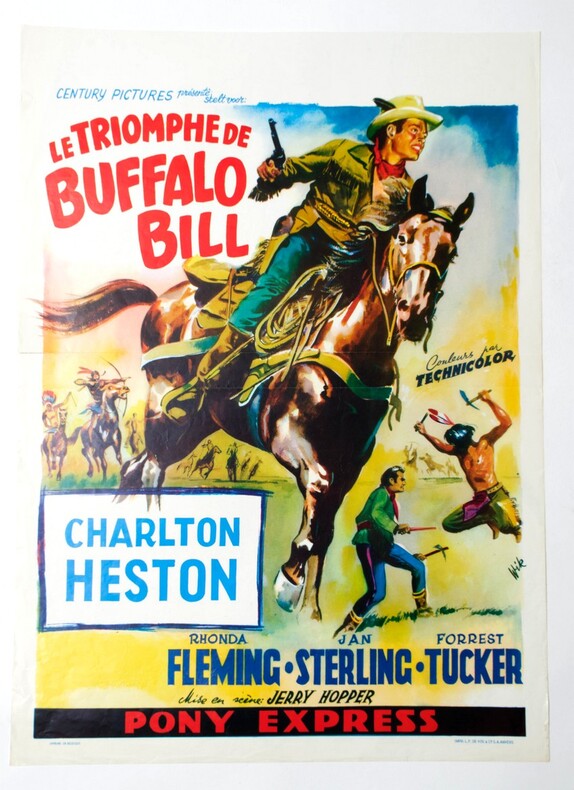 Le Triomphe de Buffalo Bill — Affiche originale belge · Jerry Hopper · Charlton Heston · 1953