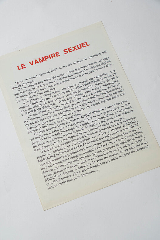 Le Vampire Sexuel — Affichette originale d'exploitation · José Luis Merino · C.P.F Films, 1971